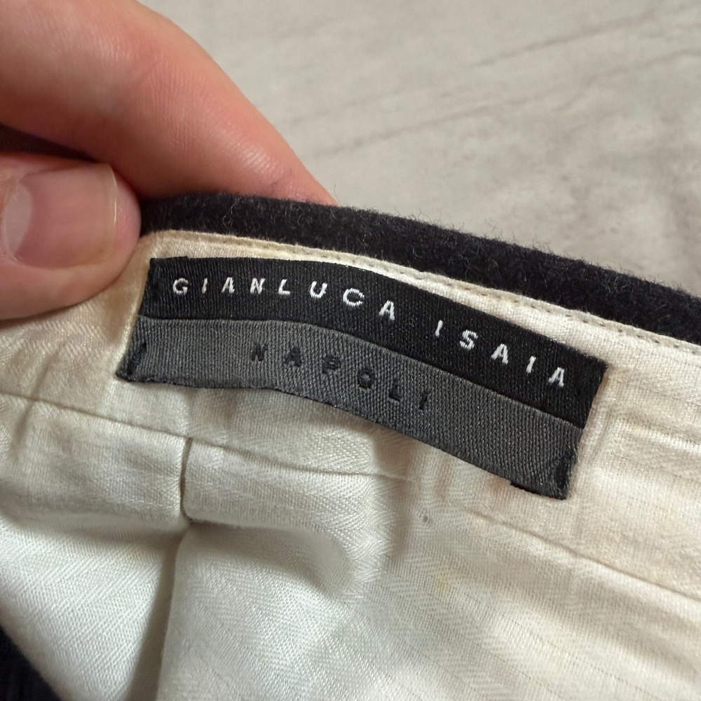 Gianluca Isaia Napoli Mens 34x30 Wool Cashmere Pleated Trousers Gray Italy EUC - Picture 6 of 14